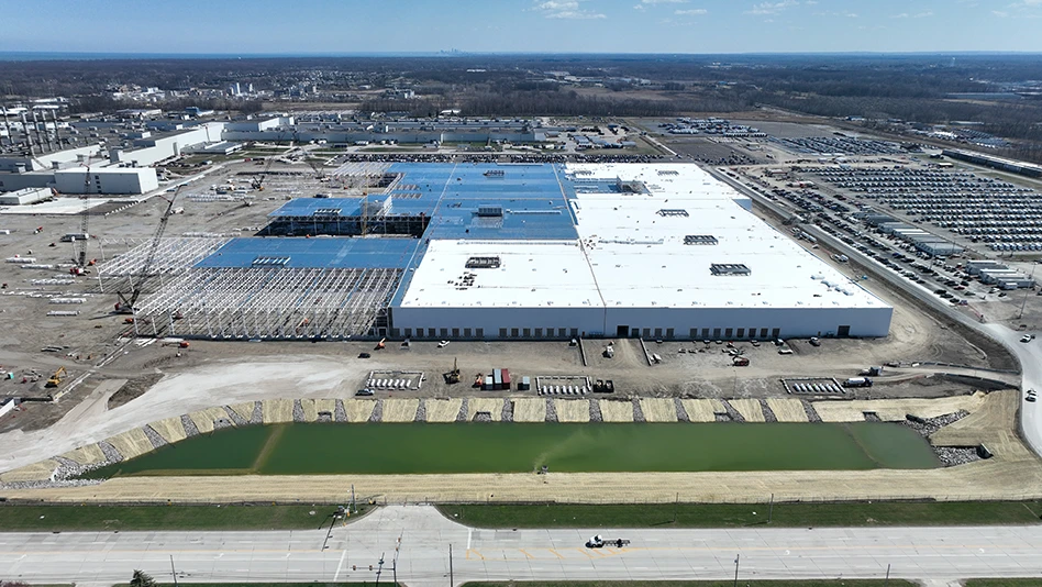 This March 29, 2024, photo shows progress on the expansion at Ohio Assembly Plant in Avon Lake, Ohio. The plant is expanding to produce an all-new electric commercial vehicle for Ford Pro customers beginning mid-decade.