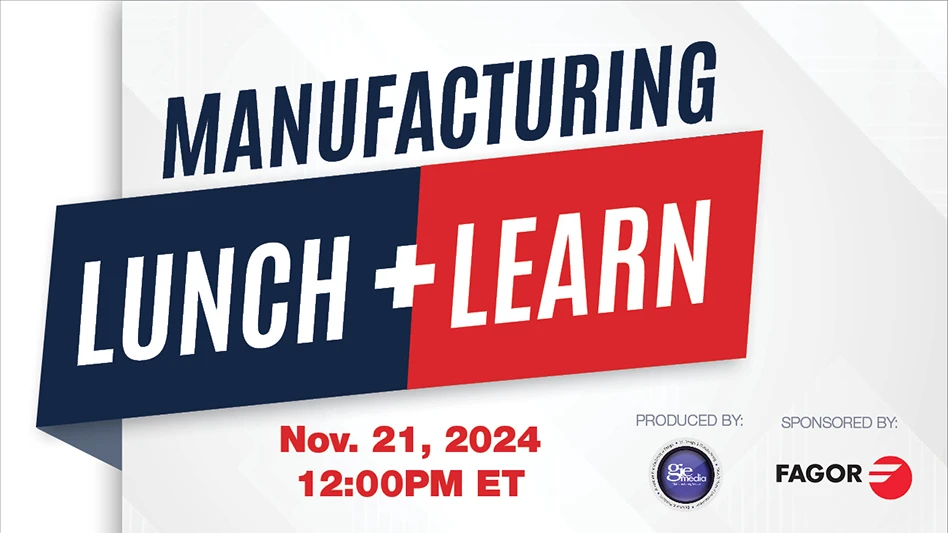 Banner image with the words Manufacturing Lunch + Learn