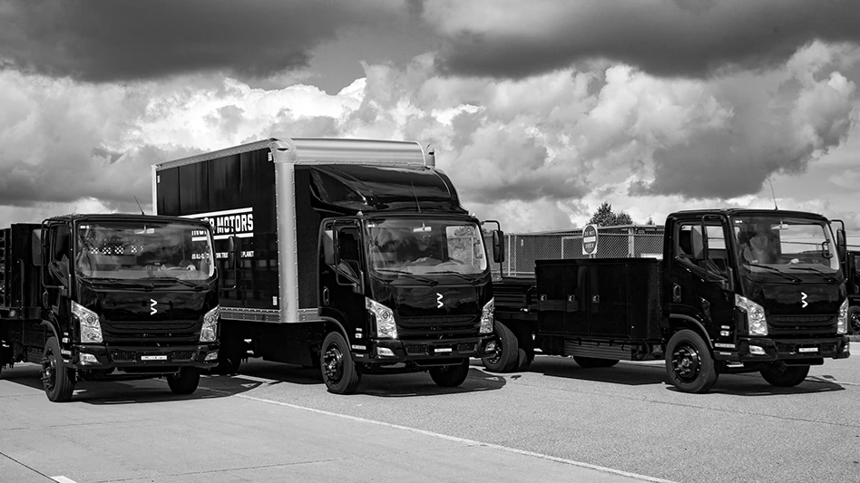 Three commercial trucks